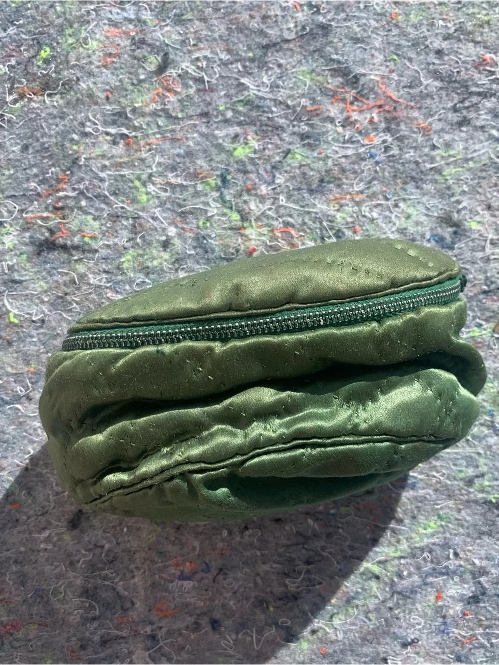 antique 30s 40s green satin with red velvet liner trinket cosmetic jewelry case